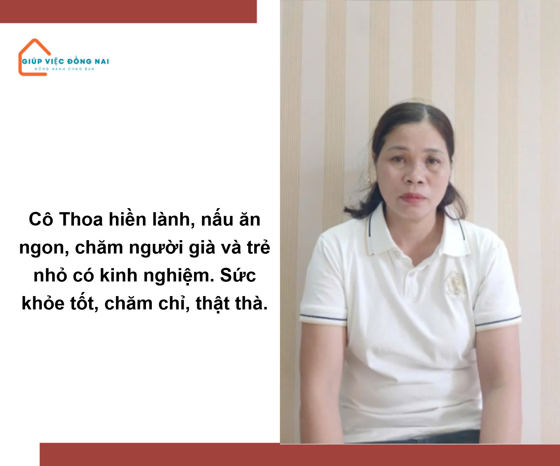 Chị NGUYỄN THỊ THOA, sinh năm 1971, quê Tuyên Quang cần tìm việc