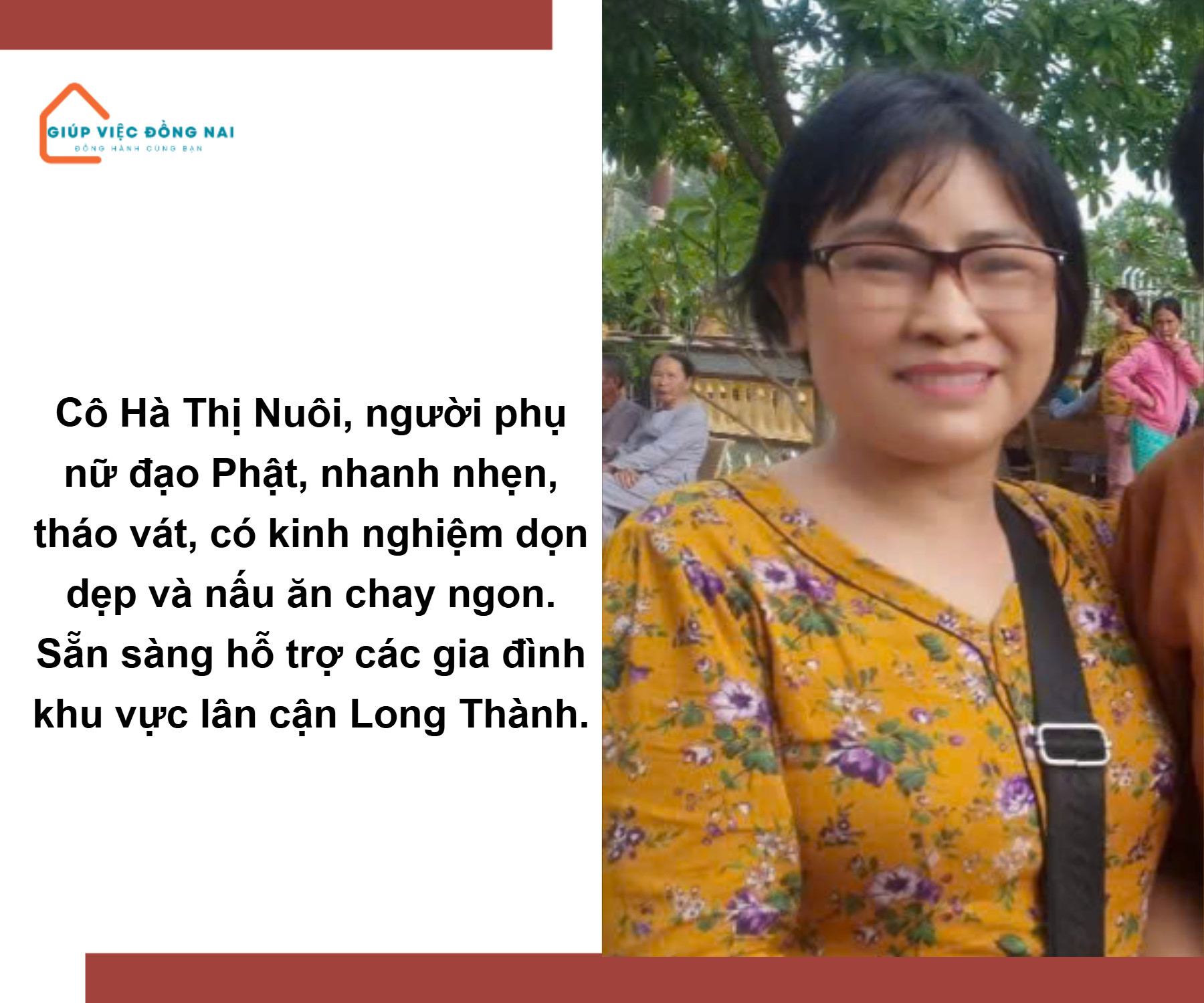 Chị HÀ THỊ NUÔI, sinh năm 1970, quê Quảng Nam cần tìm việc