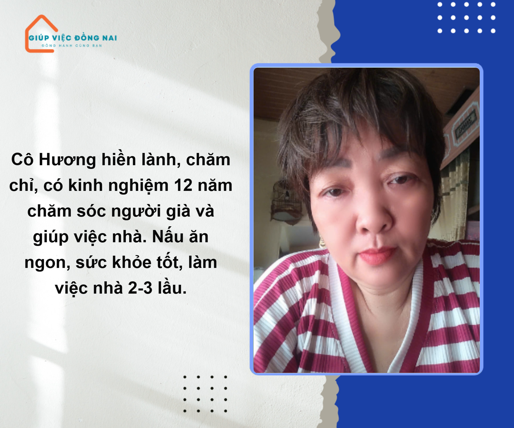 Chị NGUYỄN THỊ HƯƠNG, sinh năm 1975, quê Quảng Trị cần tìm việc