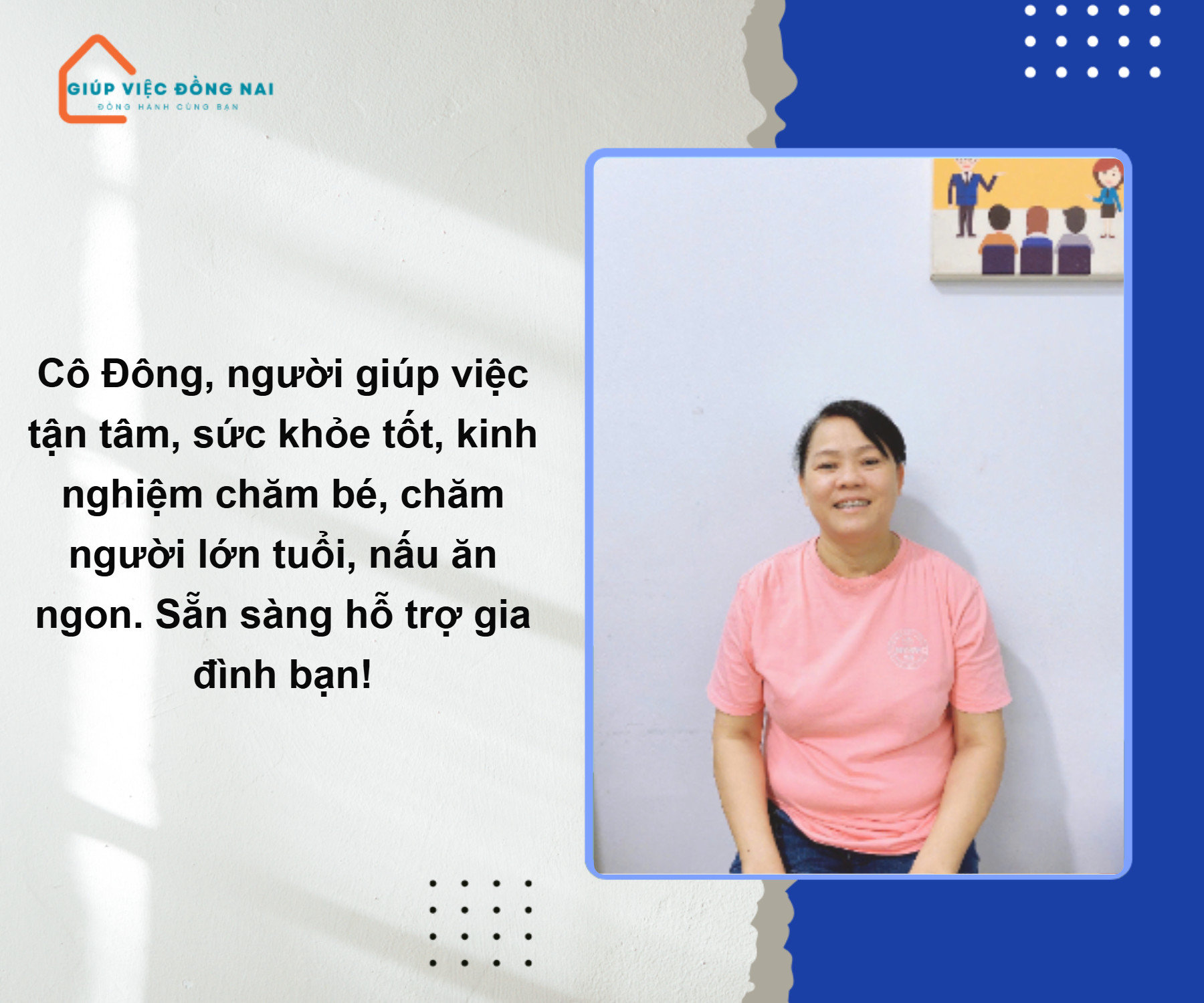 Chị TRẦN THỊ ĐÔNG, sinh năm 1975, quê Đà Nẵng cần tìm việc