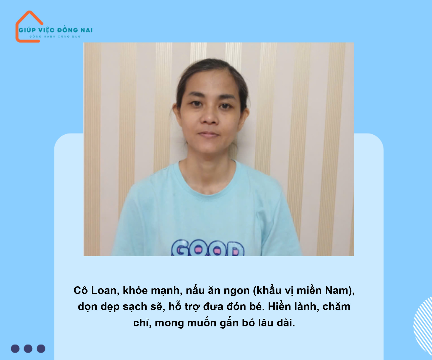 Chị PHÙNG HỒNG BÍCH LOAN, sinh năm 1980, quê Đồng Nai cần tìm việc