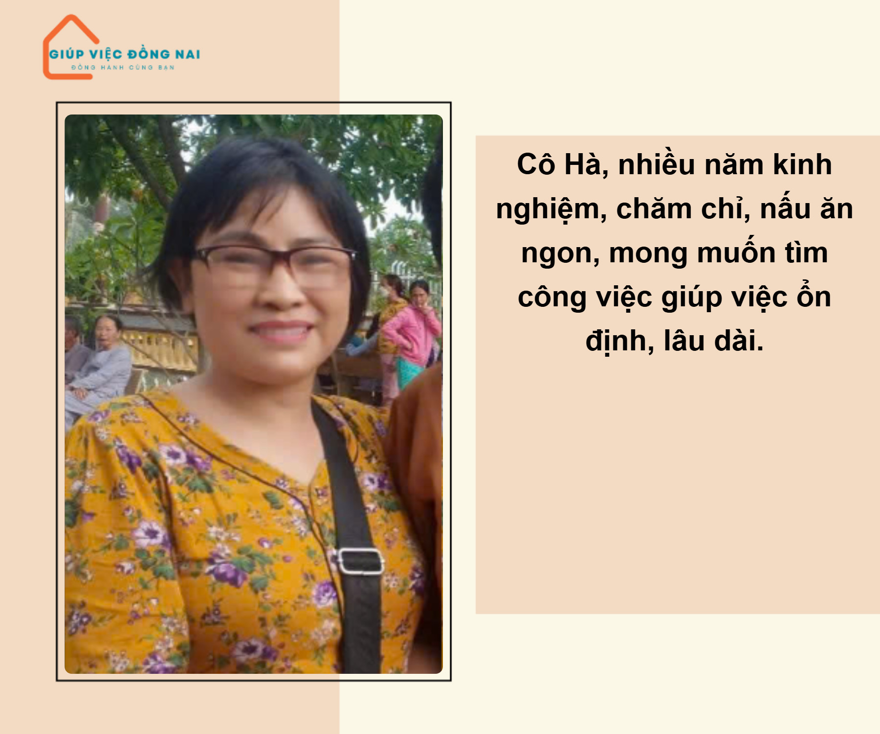 Chị HÀ THỊ NUÔI, sinh năm 1970, quê Quảng Nam cần tìm việc