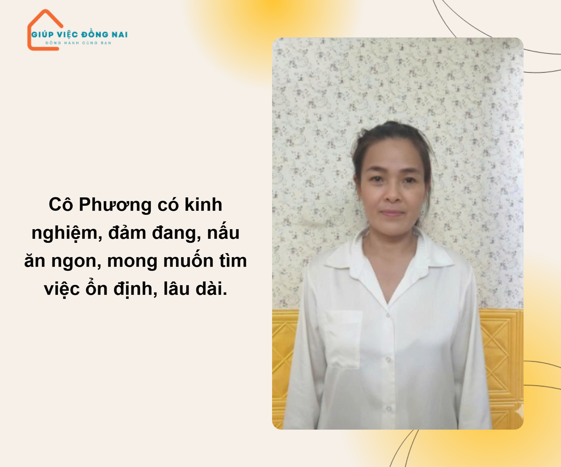 Chị NGUYỄN THỊ KIM PHƯƠNG, sinh năm 1975, quê Hồ Chí Minh cần tìm việc