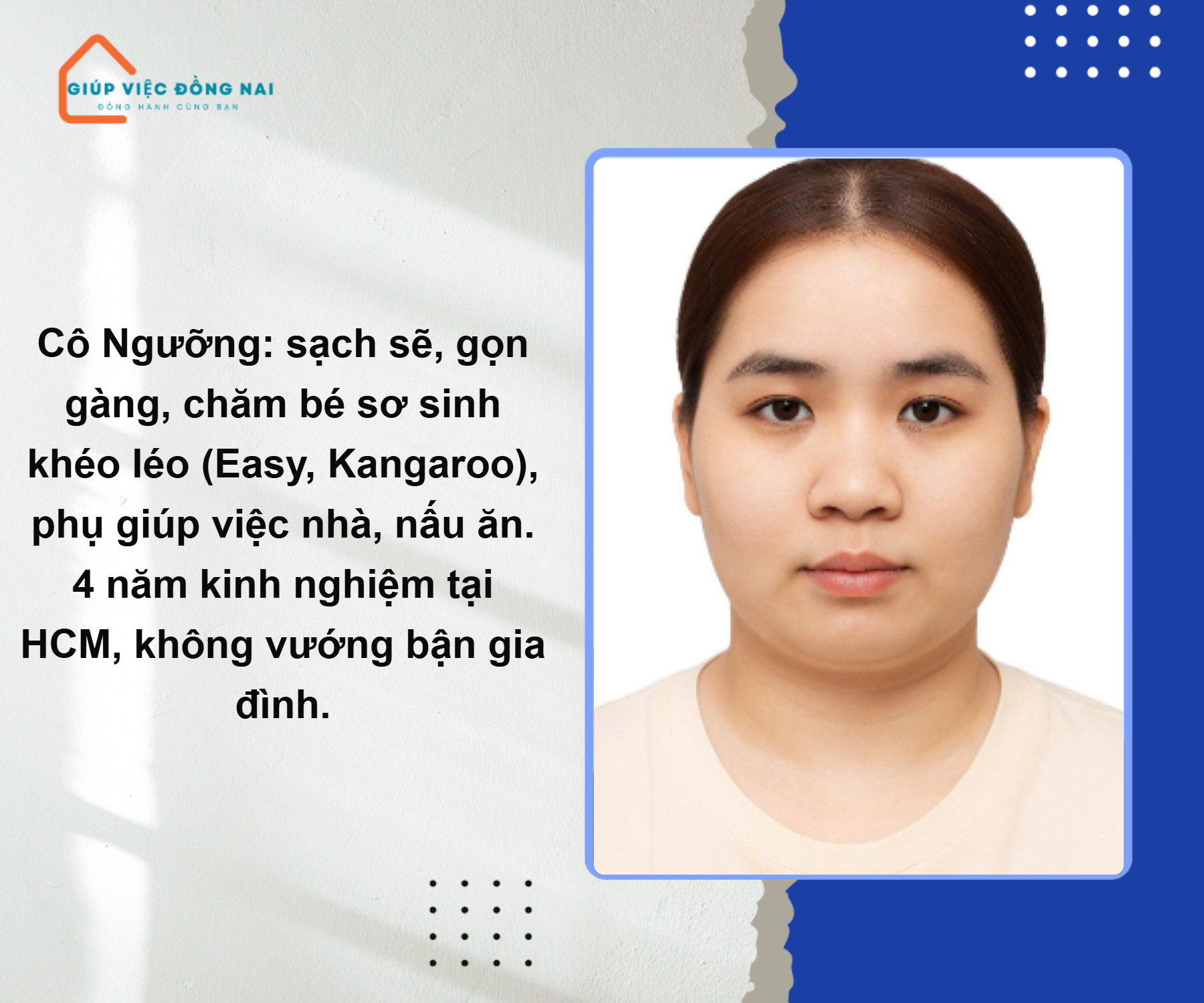 Chị VÕ NGỌC NGƯỠNG, sinh năm 1990, quê Hồ Chí Minh cần tìm việc