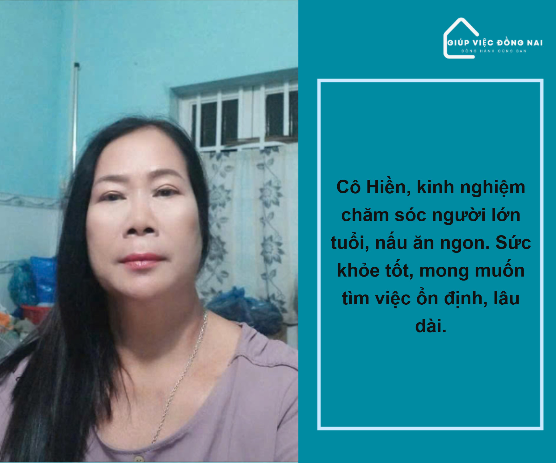 Chị PHẠM THỊ HIỀN, sinh năm 1966, quê Đồng Nai cần tìm việc