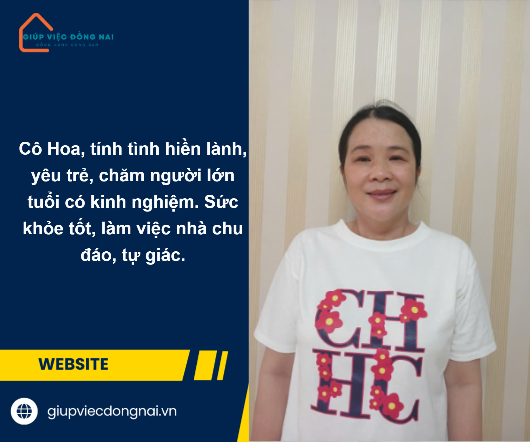 Chị NGUYỄN THỊ HOA, sinh năm 1981, quê Quảng Bình cần tìm việc