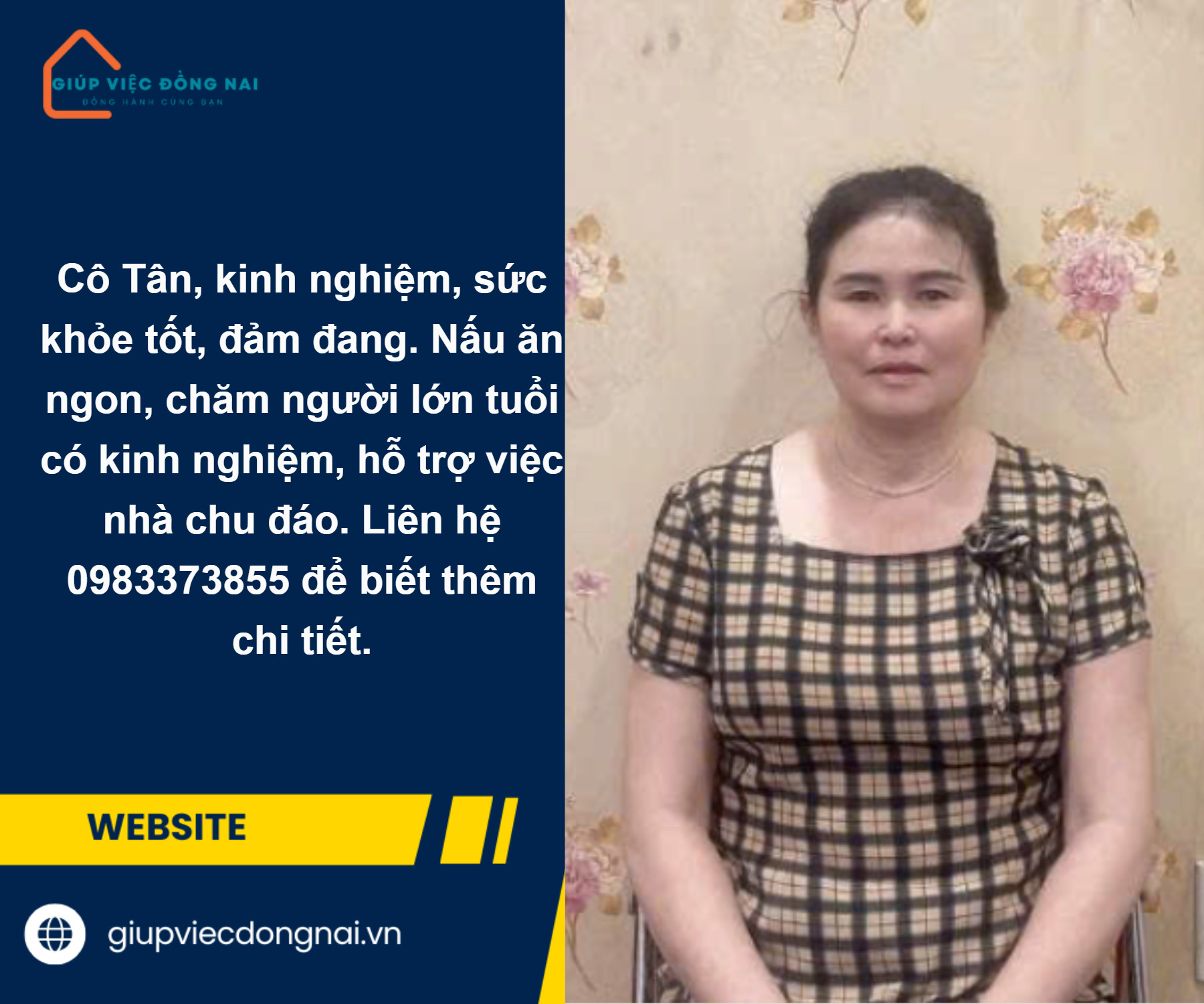 Chị PHẠM THỊ TÂN, sinh năm 1972, quê Hà Tĩnh cần tìm việc