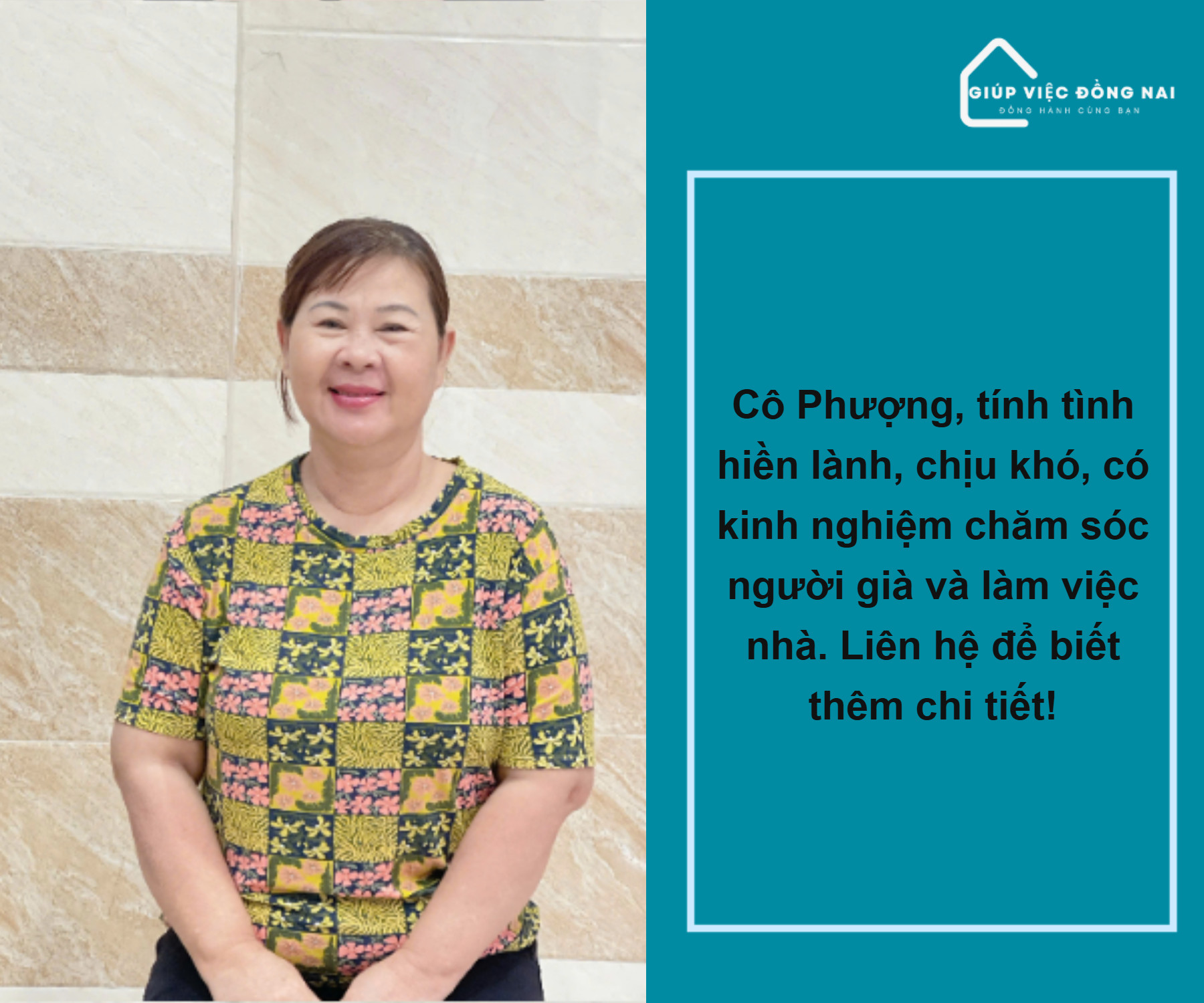 Chị NGUYỄN THỊ PHƯỢNG, sinh năm 1970, quê Hồ Chí Minh cần tìm việc