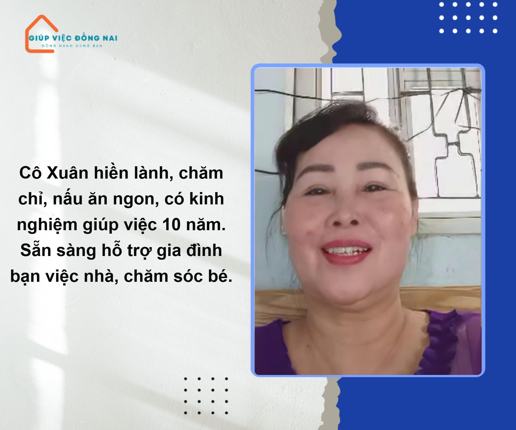 Chị ĐỖ THỊ XUÂN, sinh năm 1968, quê Đồng Nai cần tìm việc