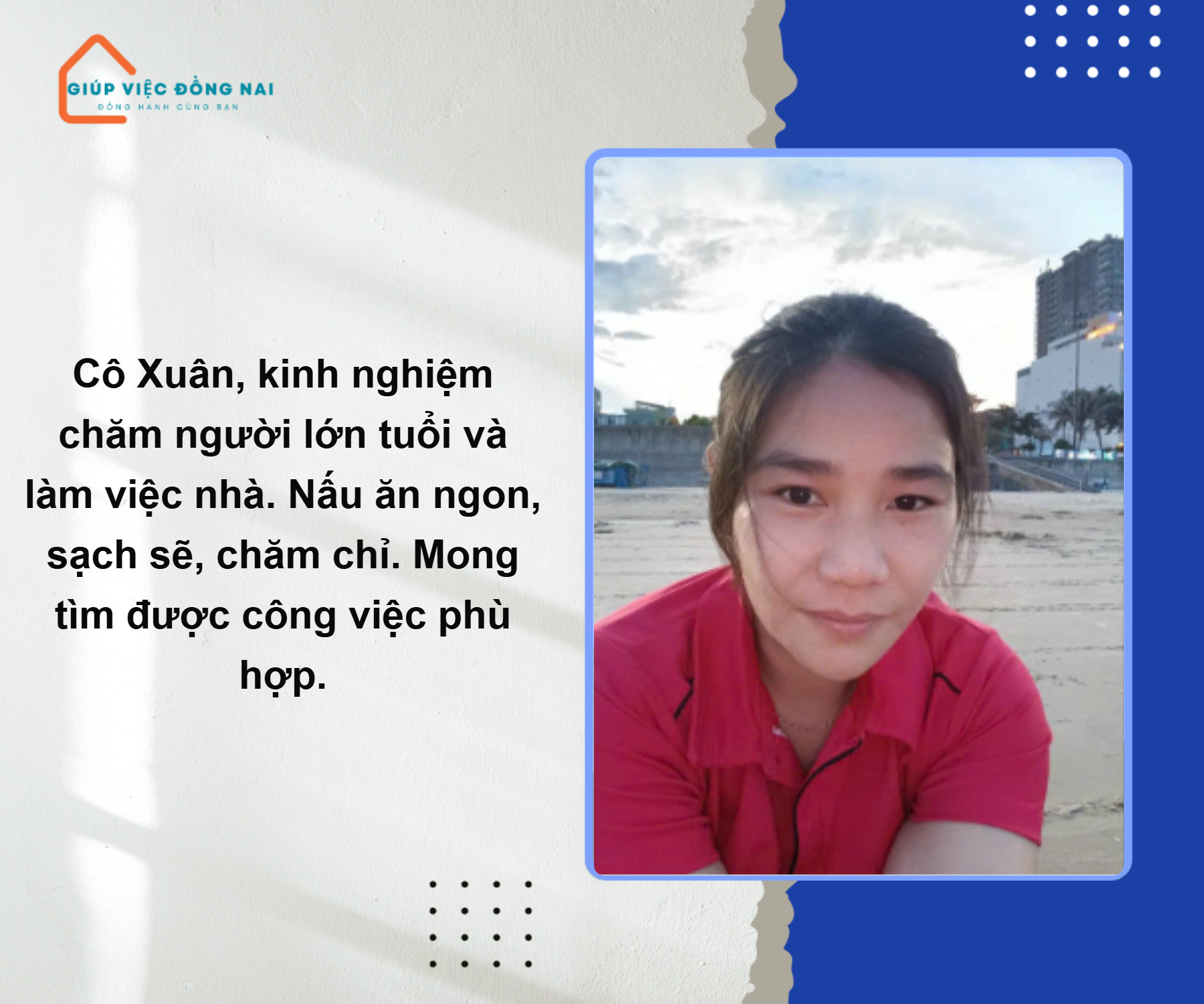 Chị TRẦN THỊ MỸ XUÂN, sinh năm 1990, quê Hồ Chí Minh cần tìm việc