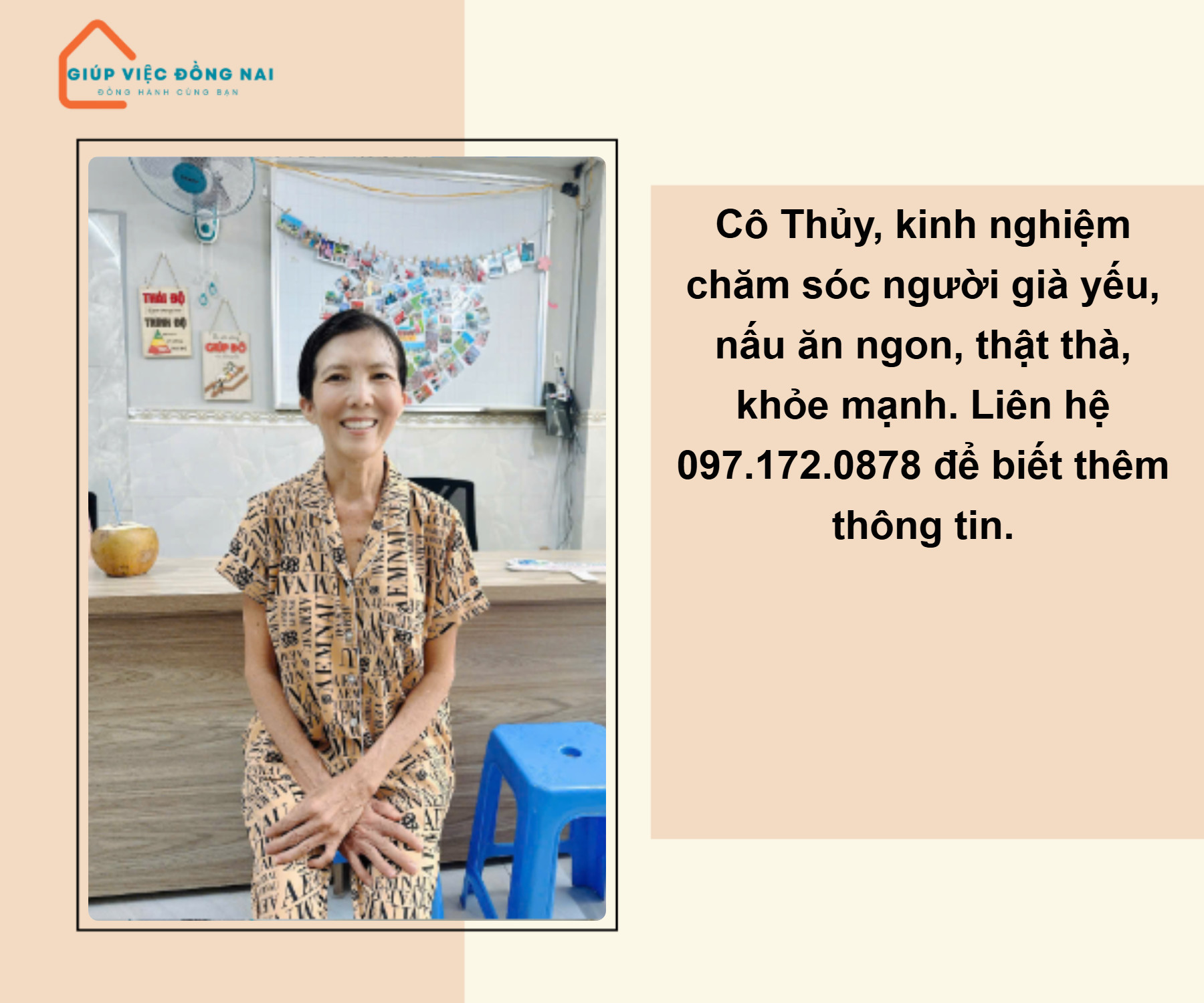 Chị VÕ THỊ THUỶ, sinh năm 1973, quê Vĩnh Long cần tìm việc