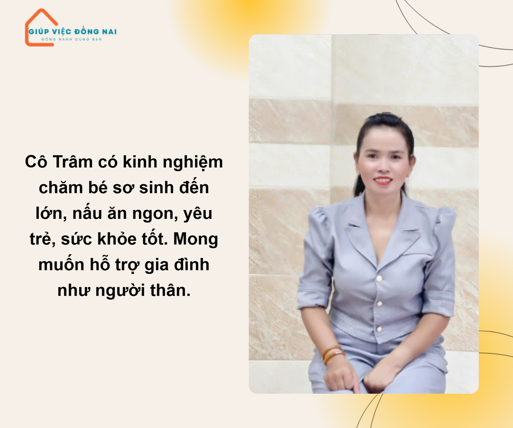 Chị TỪ THỊ HUYỀN TRÂM, sinh năm 1983, quê Ninh Thuận cần tìm việc