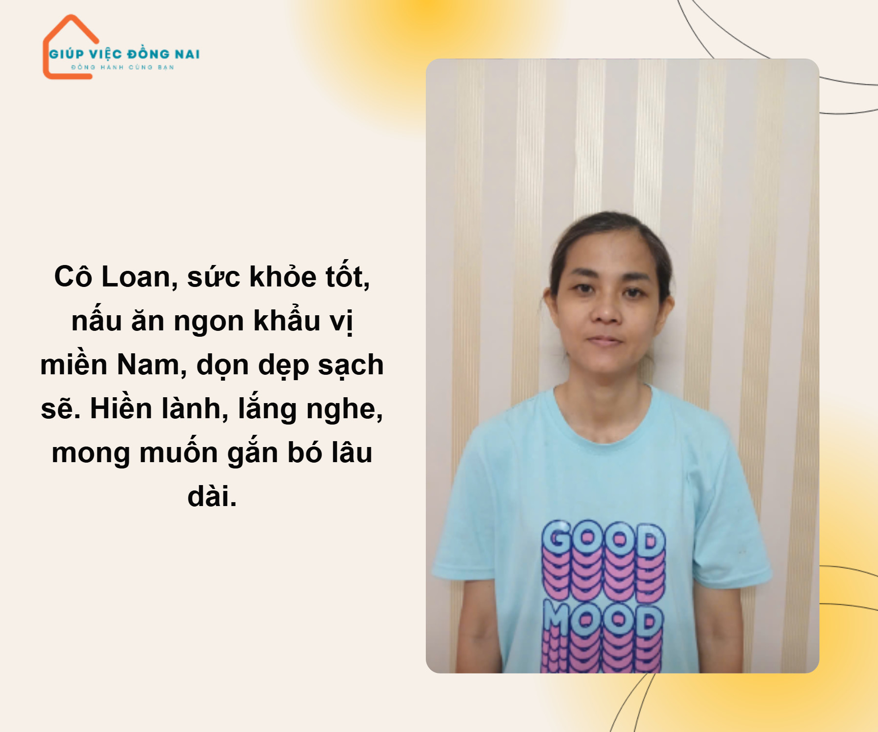 Chị PHÙNG HỒNG BÍCH LOAN, sinh năm 1980, quê Đồng Nai cần tìm việc