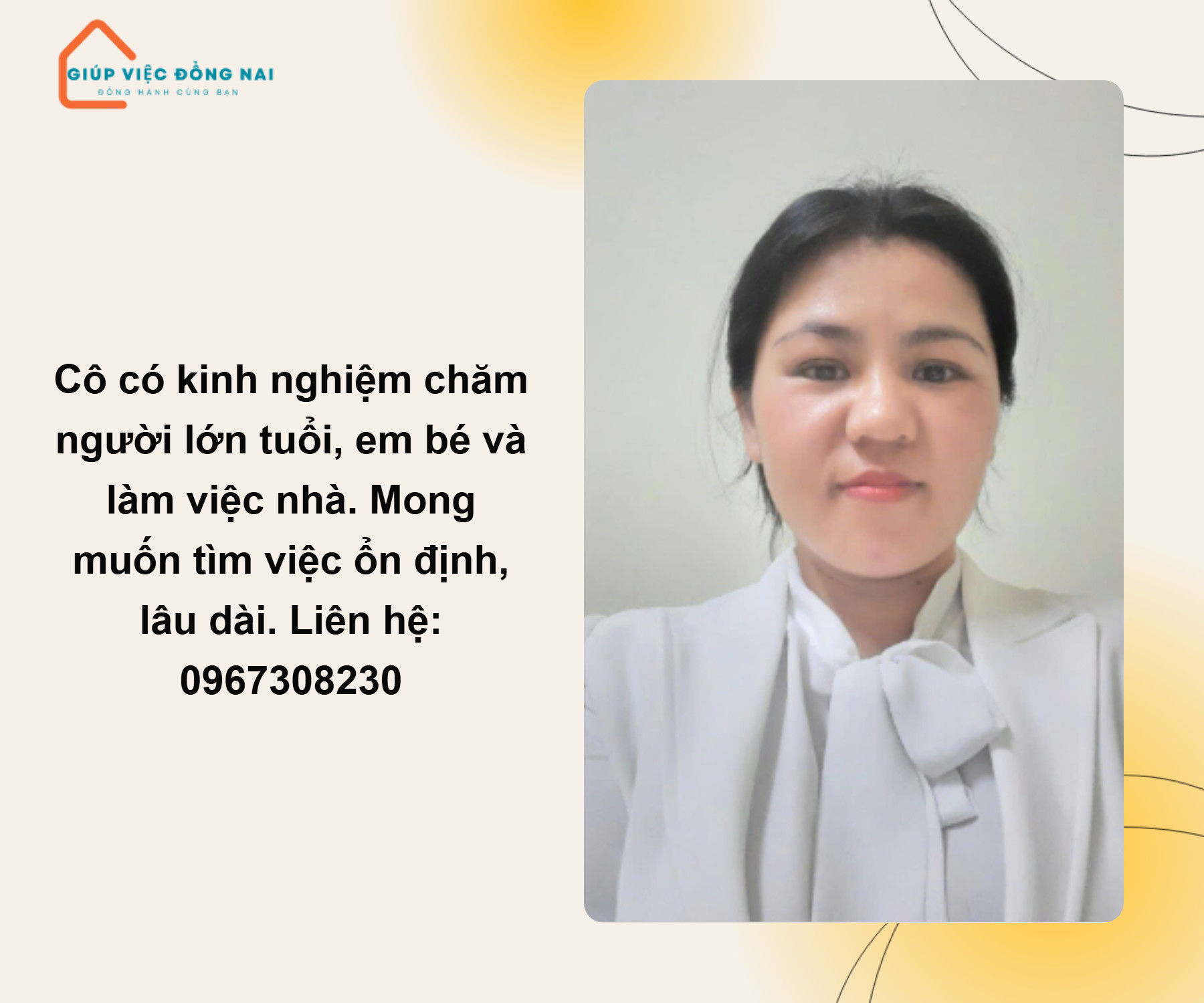 Chị Ngọc, 1983, tìm việc giúp việc nhà, chăm người già, chăm trẻ