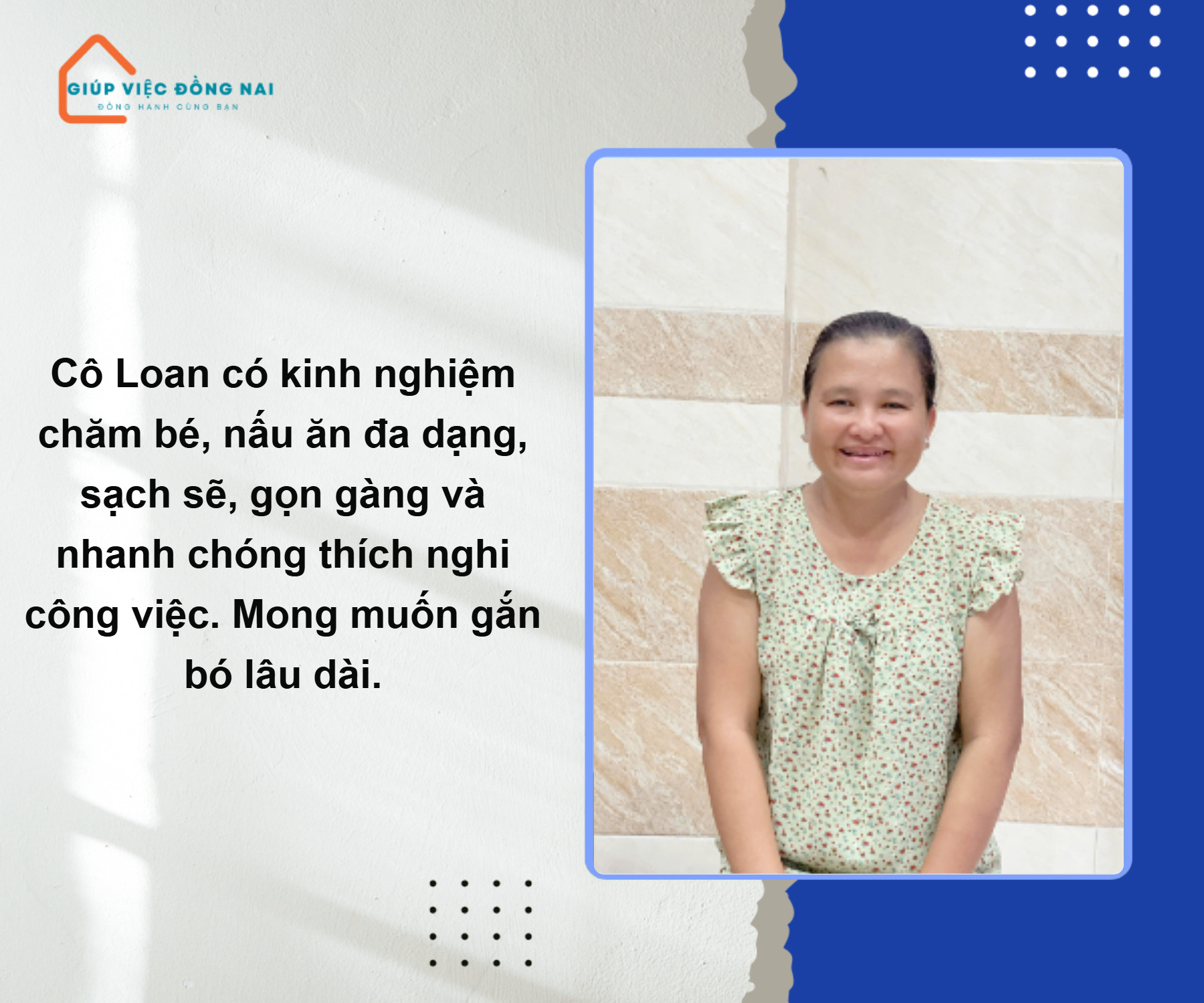 Chị PHẠM TUYẾT LOAN, sinh năm 1981, quê Tiền Giang cần tìm việc