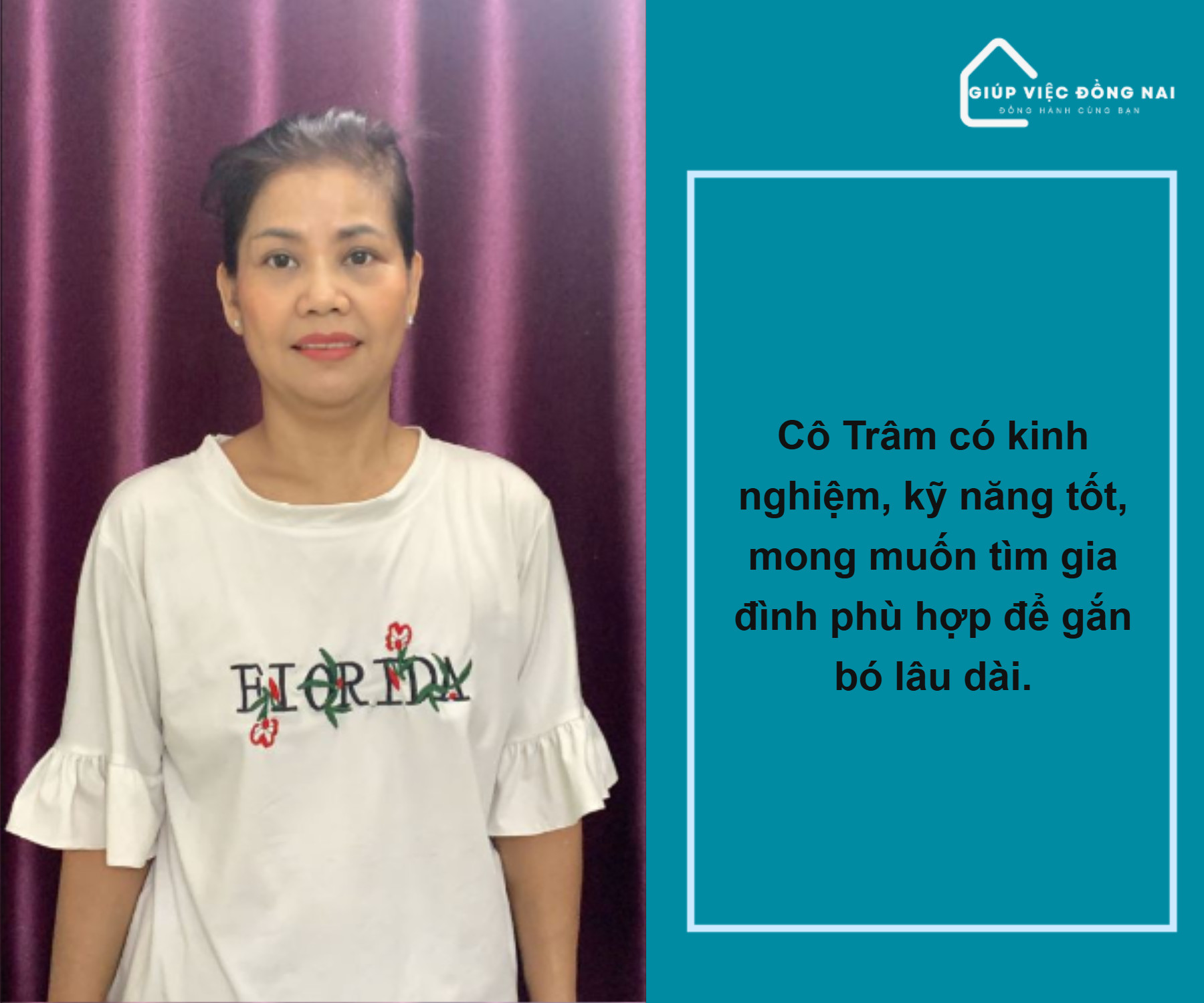 Chị Võ Thị Ngọc Trâm, sinh năm 1972, quê Hồ Chí Minh cần tìm việc