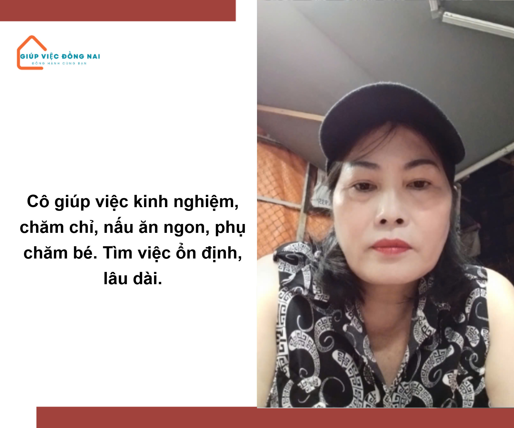 Chị NGUYỄN THỊ LỆ HẰNG, sinh năm 1972, quê Phú Yên cần tìm việc