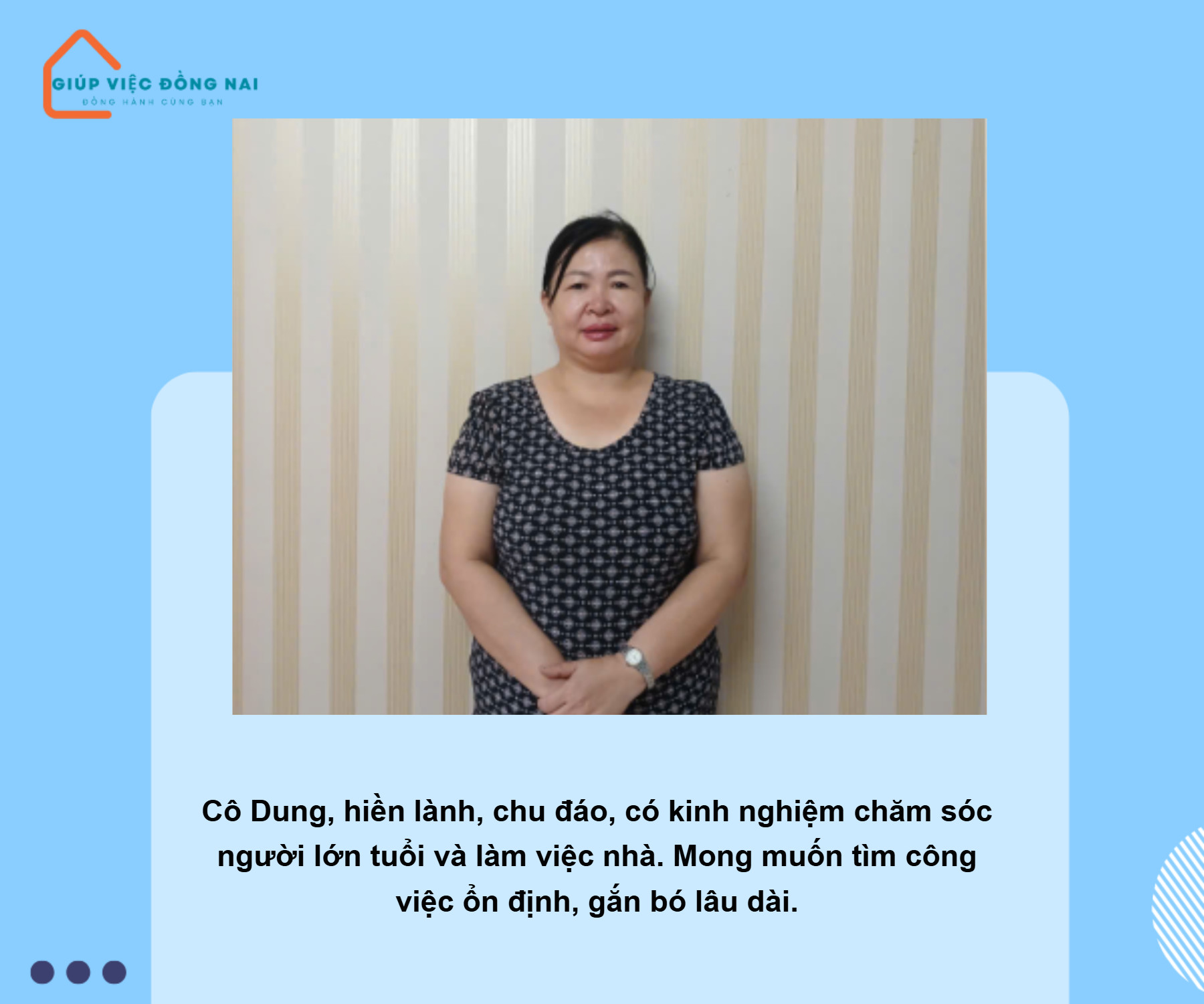 Chị DƯƠNG THỊ LỆ DUNG, sinh năm 1980, quê Quảng Nam cần tìm việc