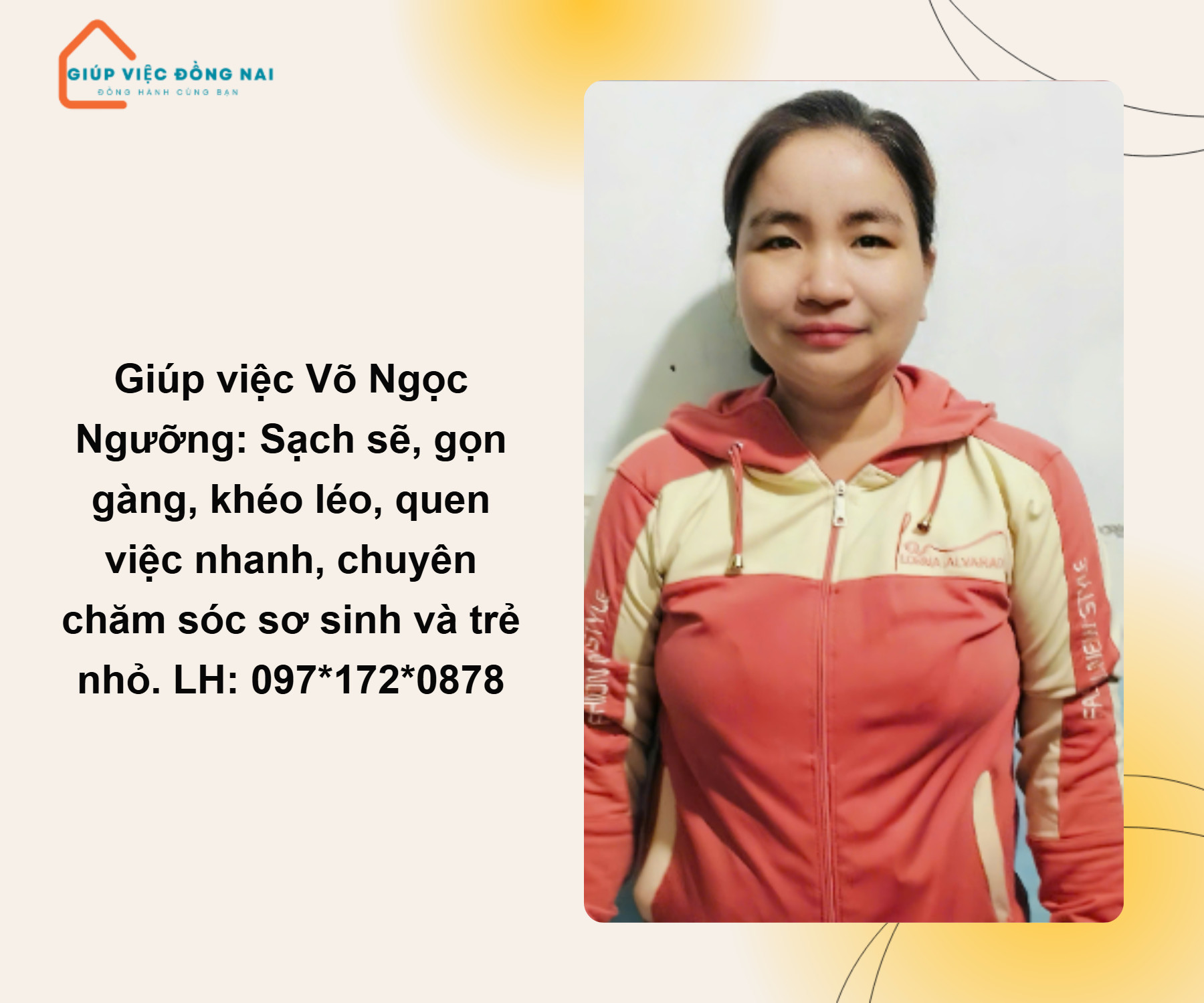 Chị VÕ NGỌC NGƯỠNG, sinh năm 1990, quê Hồ Chí Minh cần tìm việc