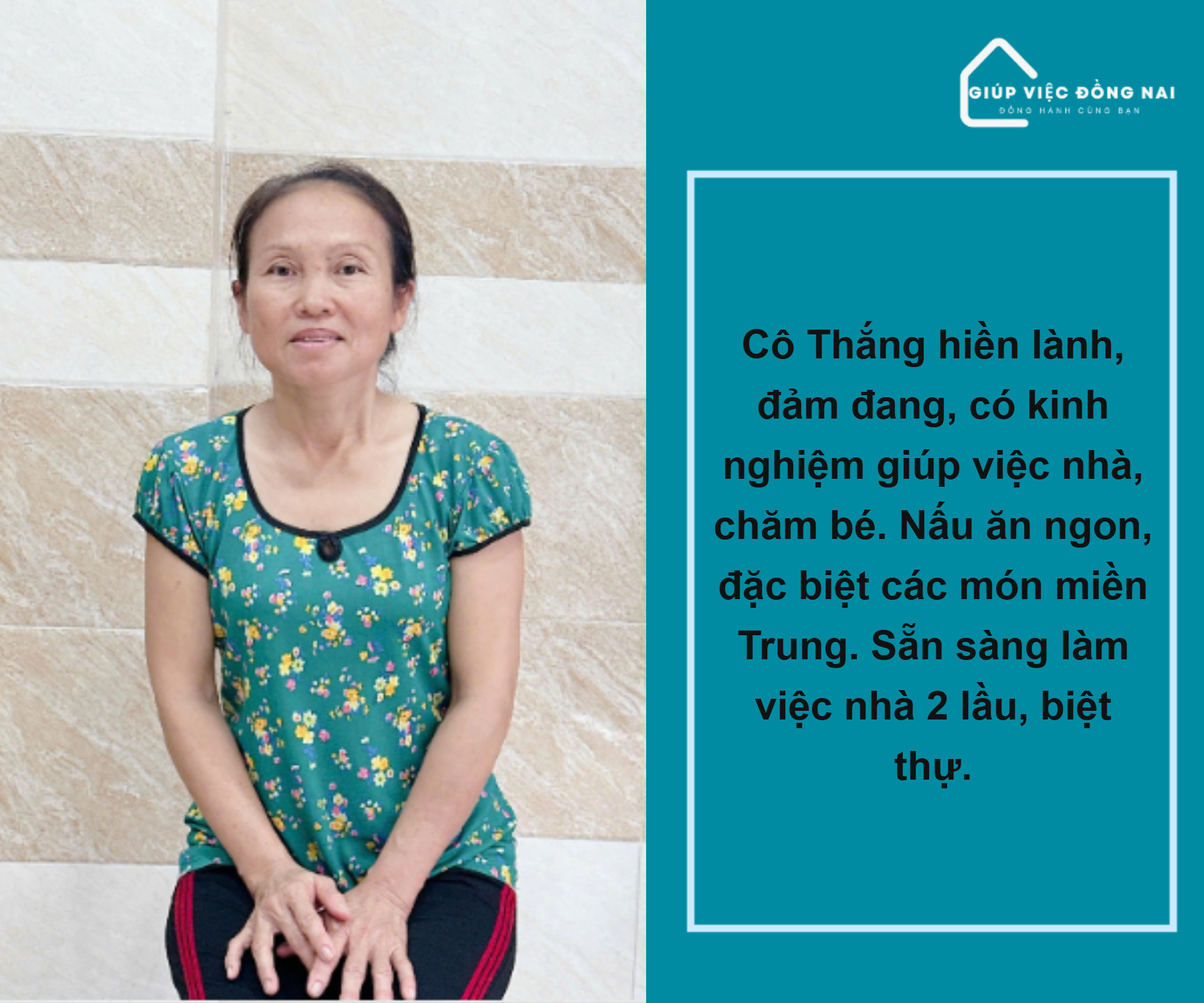 Chị VÕ THỊ ĐỨC THẮNG, sinh năm 1976, quê Bình Thuận cần tìm việc