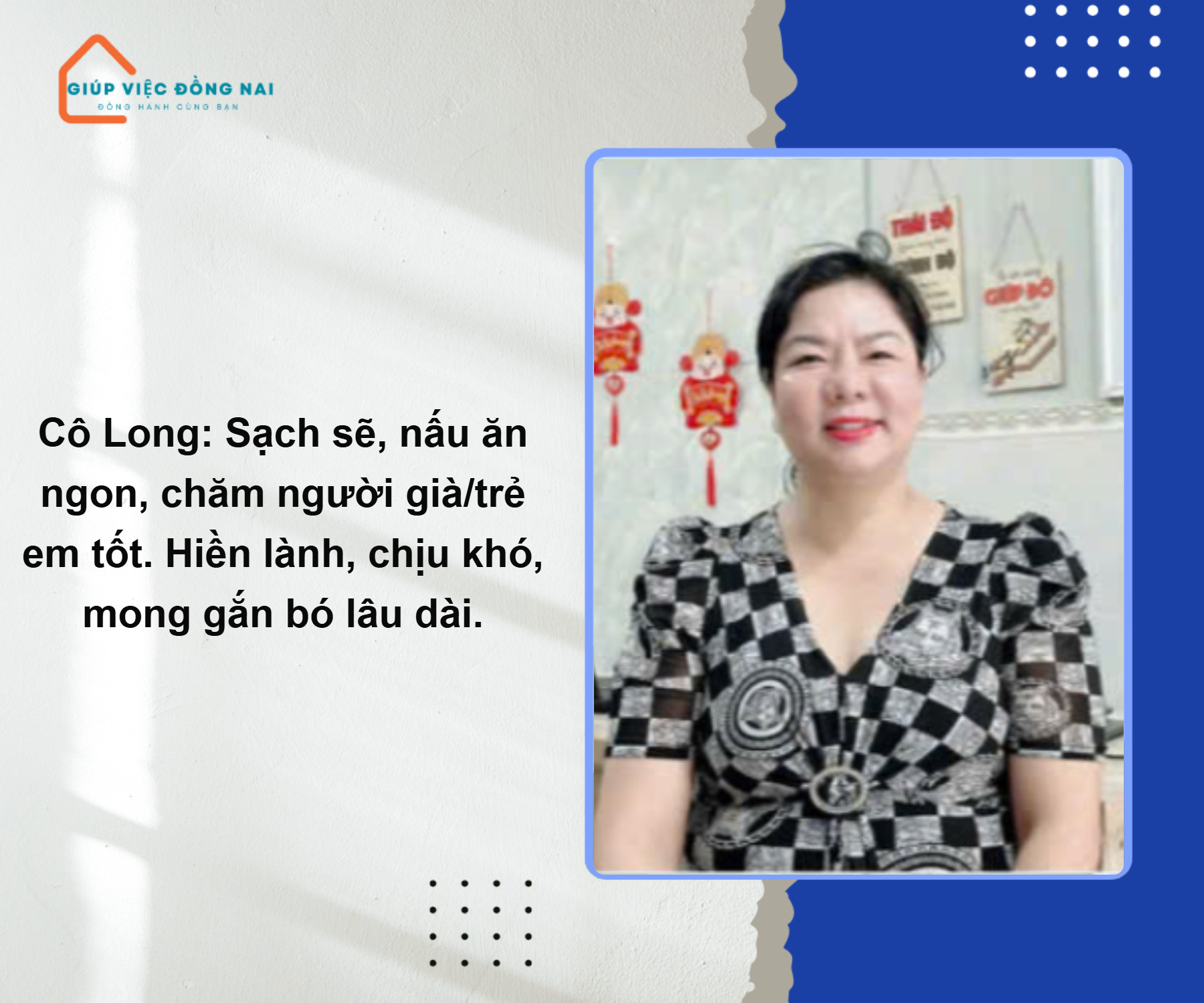 Chị ĐINH THỊ NGỌC LONG, sinh năm 1982, quê Đồng Nai cần tìm việc
