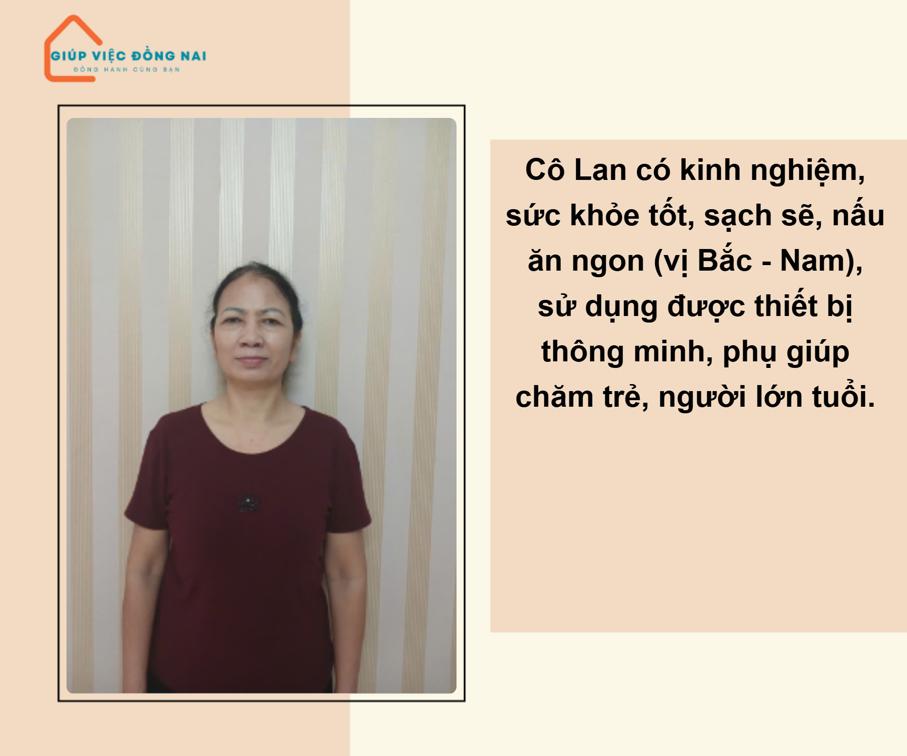 Chị ĐOÀN THỊ LAN, sinh năm 1966, quê Hải Dương cần tìm việc