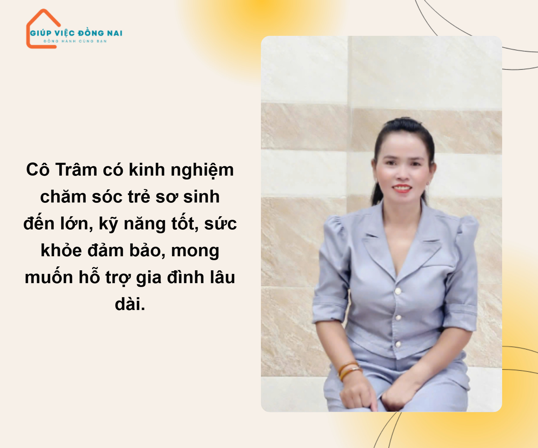 Chị TỪ THỊ HUYỀN TRÂM, sinh năm 1983, quê Ninh Thuận cần tìm việc