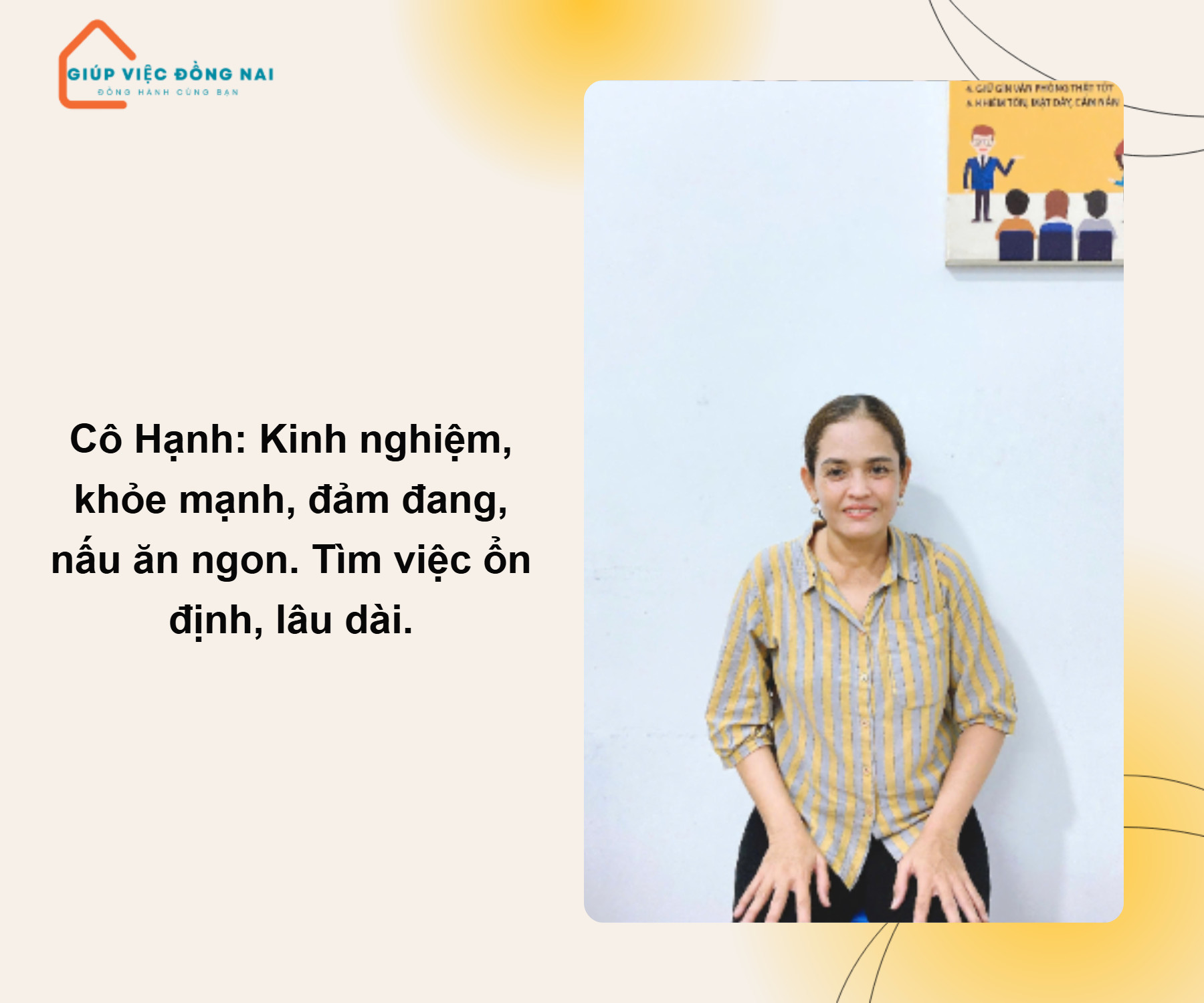 Chị LÊ THỊ HẠNH, sinh năm 1979, quê Đồng Tháp cần tìm việc