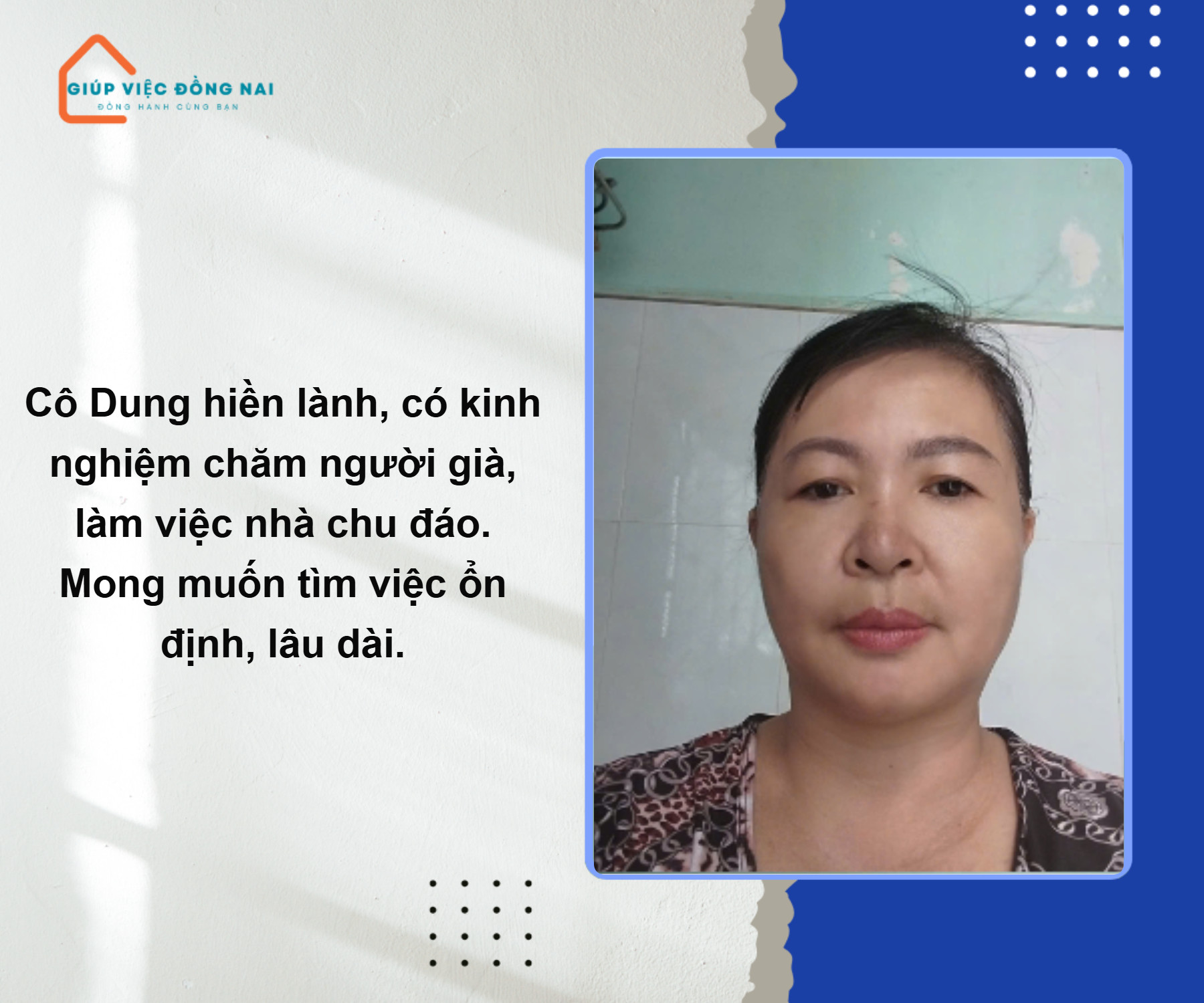 Chị DƯƠNG THỊ LỆ DUNG, sinh năm 1980, quê Quảng Nam cần tìm việc