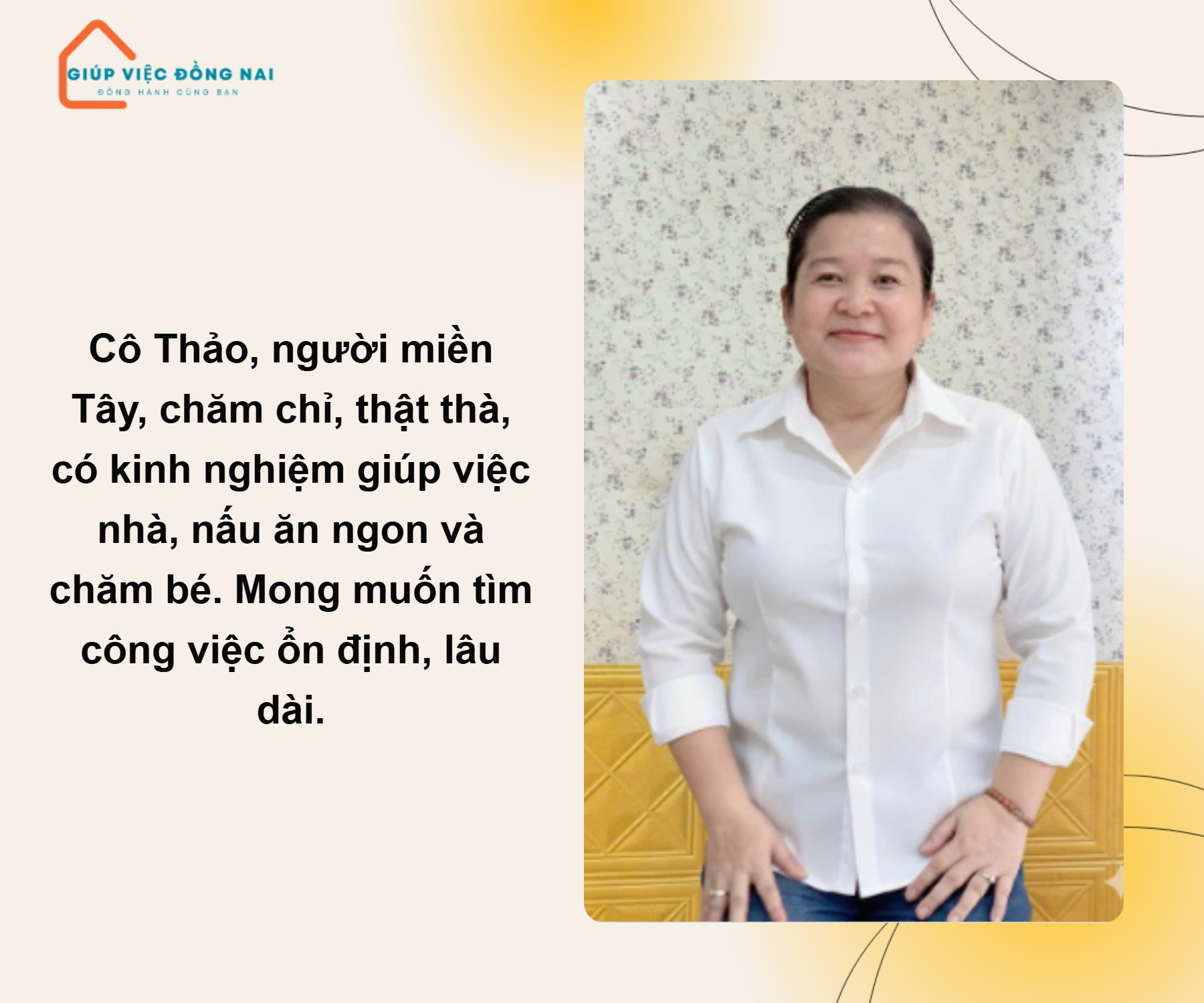 Chị LÊ THỊ THẢO, sinh năm 1971, quê Cần Thơ cần tìm việc