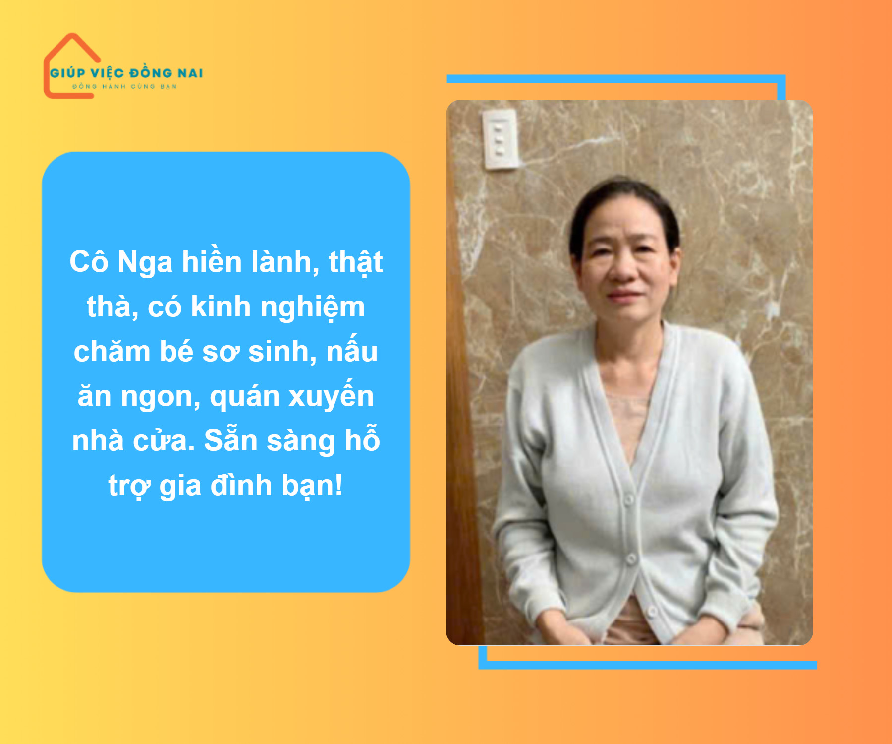 Chị NGÔ THỊ KIM NGA, sinh năm 1972, quê Hưng Yên cần tìm việc