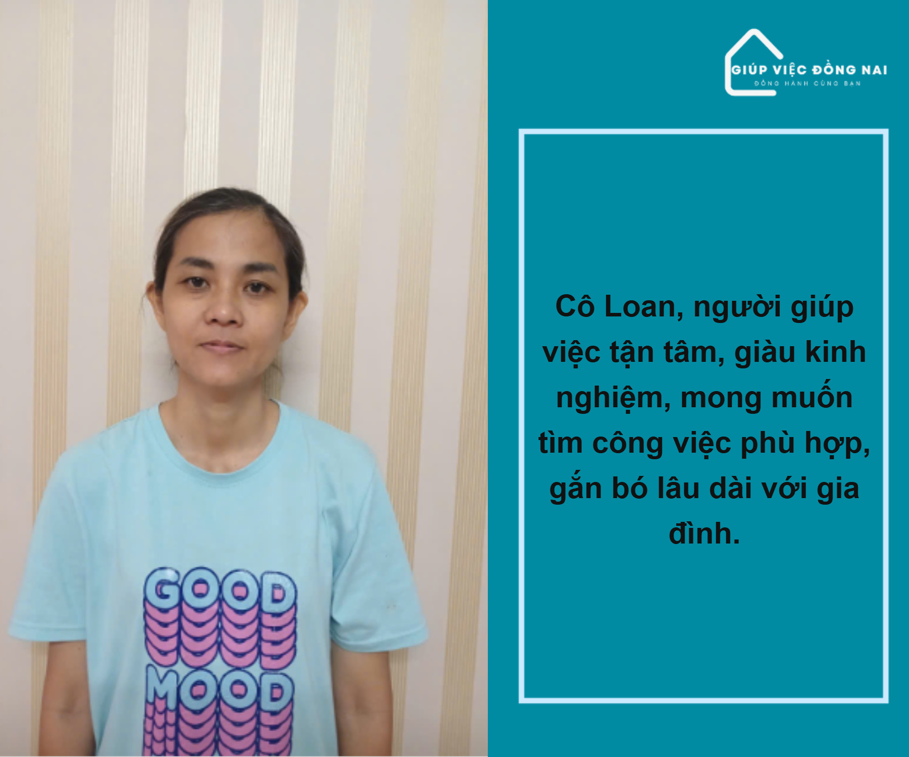 Chị PHÙNG HỒNG BÍCH LOAN, sinh năm 1980, quê Đồng Nai cần tìm việc