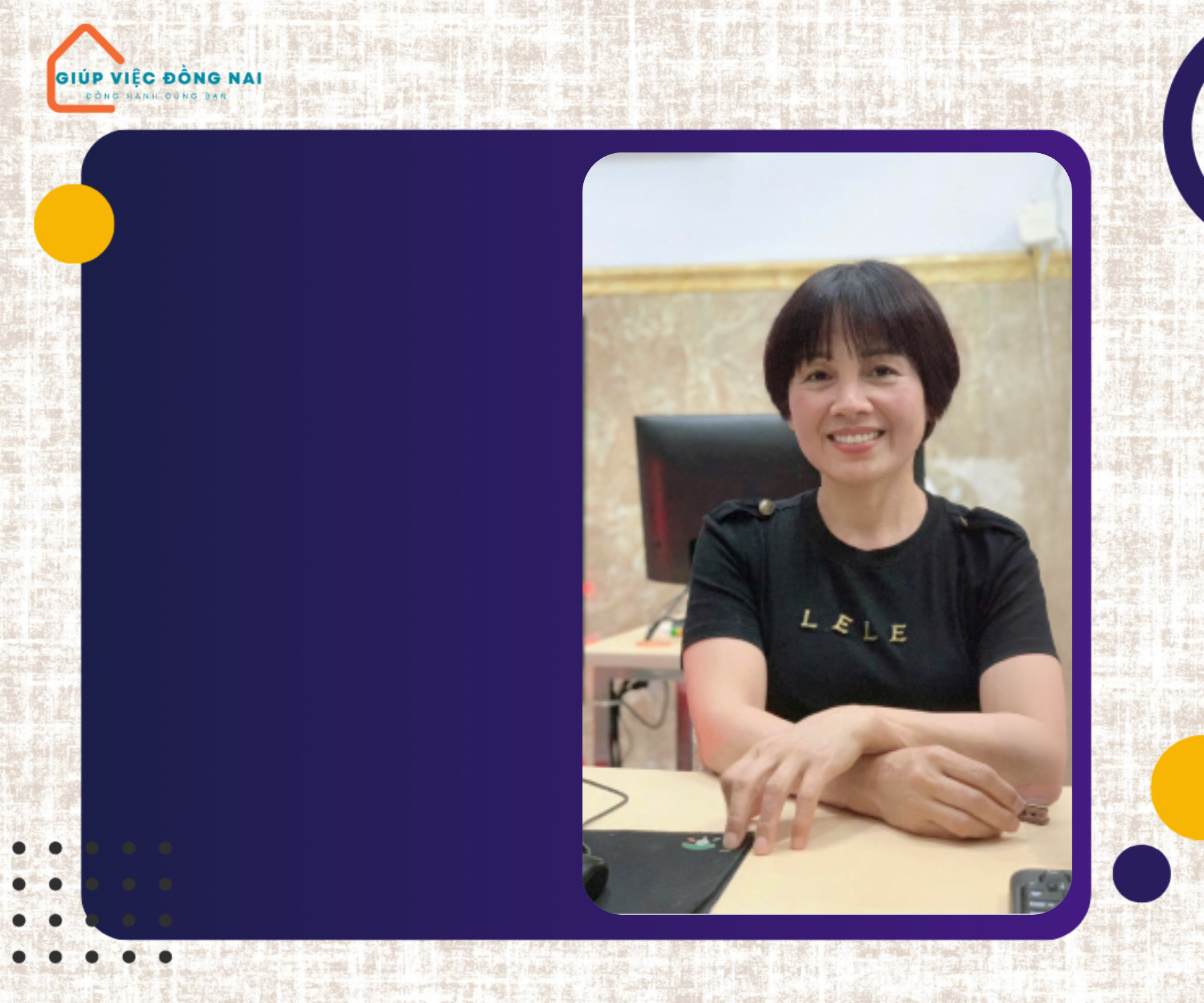 Chị ĐẶNG THỊ KIM LIÊN, sinh năm 1970, quê Bắc Giang cần tìm việc