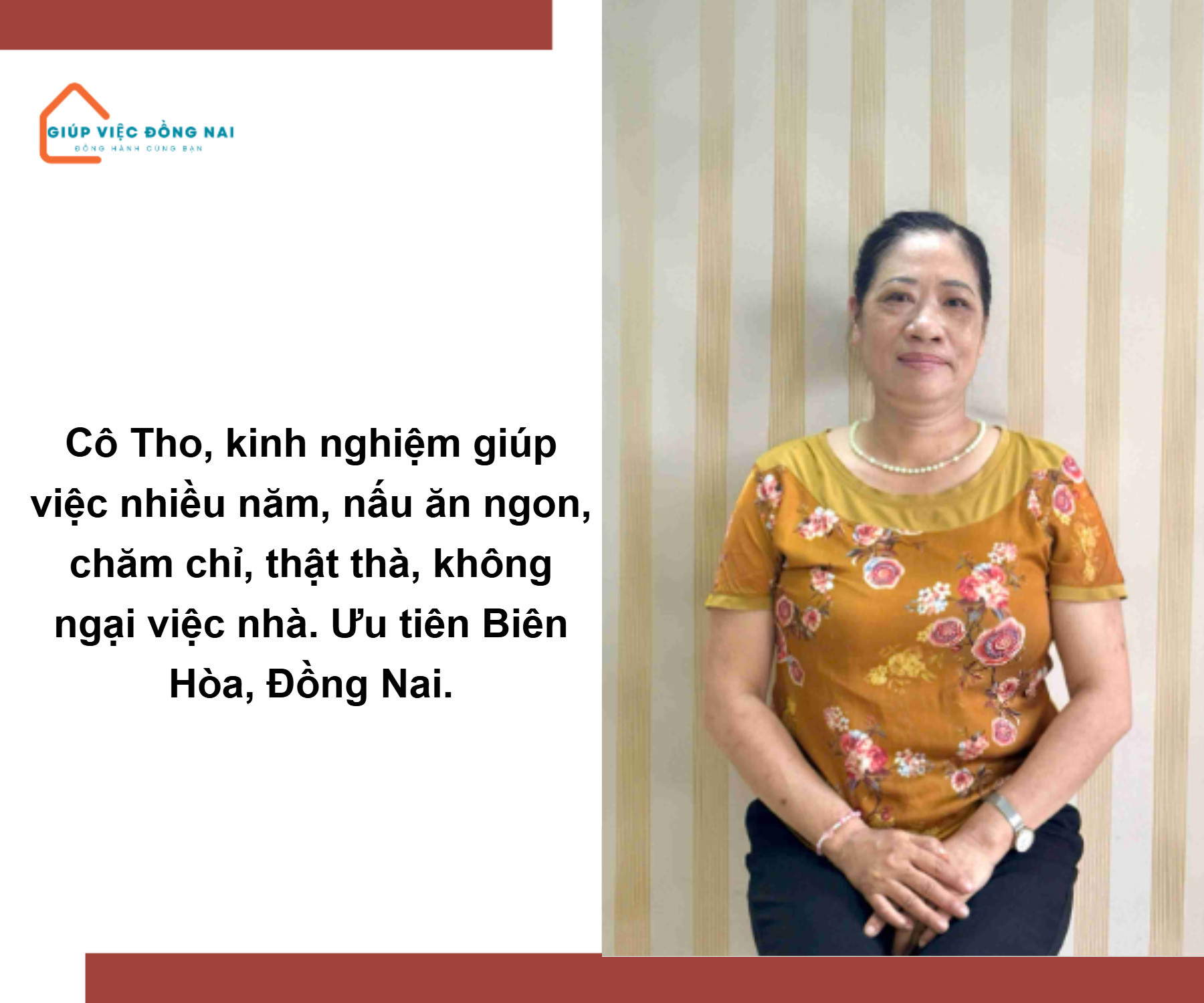 Chị NGUYỄN THỊ THO, sinh năm 1976, quê Nam Định cần tìm việc