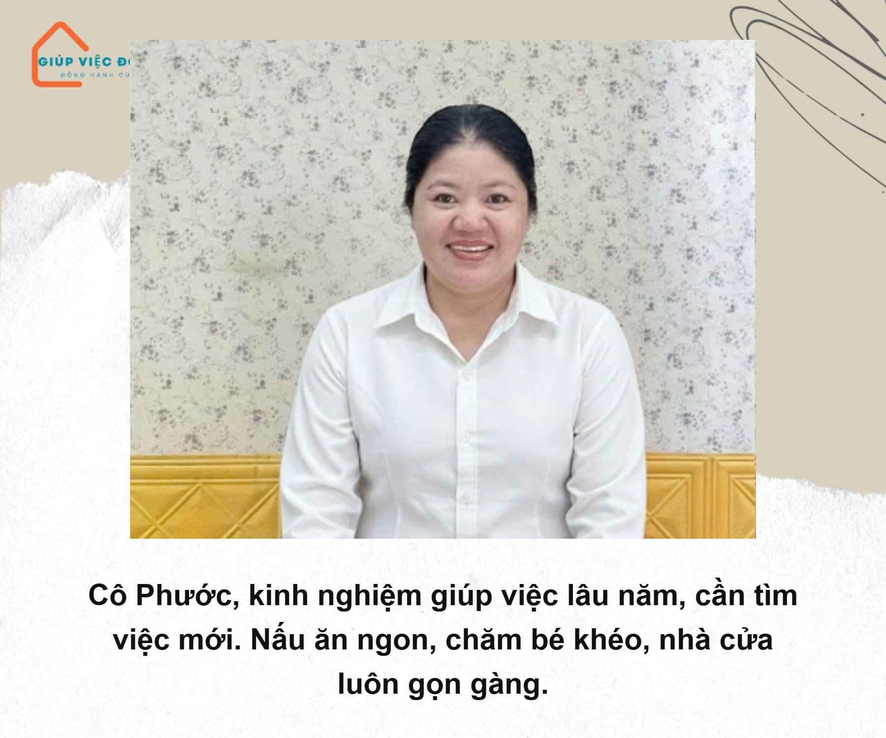 Chị NGUYỄN THỊ PHƯỚC, sinh năm 1976, quê Đồng Nai cần tìm việc